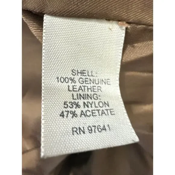 Leather Blazer Jacket with Mao Collar, Front Pockets – Brown Approx. Size M - Picture 12 of 15